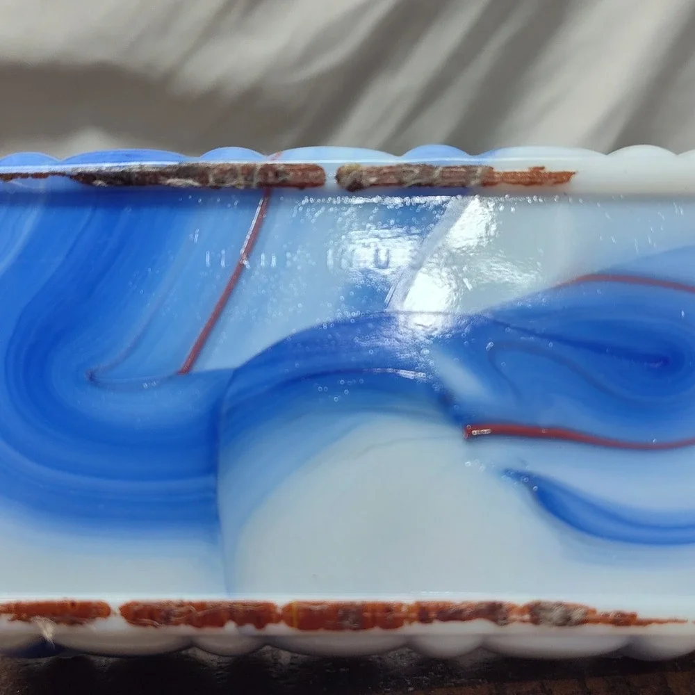 Vintage Akro Agate Bowl Made in the USA marble ruffled edge